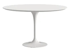 Mesa tulipán redonda extensible de gama alta-Color de la bandeja Negro brillante-Anchura 100/145 cm-Color de los pies Negro brillante