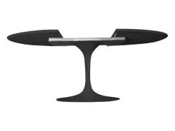 Mesa tulipán redonda extensible de gama alta-Color de la bandeja Blanco mate-Anchura 127/177 cm-Color de los pies Blanco brillante