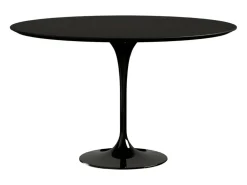 Mesa tulipán redonda extensible de gama alta-Color de la bandeja Blanco mate-Anchura 93/138 cm-Color de los pies Blanco brillante