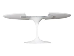 Mesa tulipán redonda extensible de gama alta-Color de la bandeja Blanco mate-Anchura 93/138 cm-Color de los pies Blanco brillante