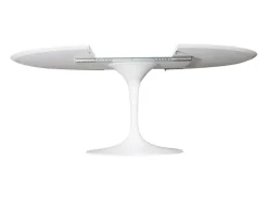 Mesa tulipán redonda extensible de gama alta-Color de la bandeja Negro mate-Anchura 93/138 cm-Color de los pies Negro brillante