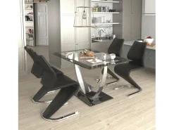 Mesa Unique negra pata cromada