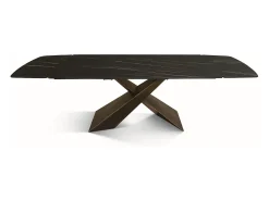 Mesa vitroceramica negro dorado, patas metal bronce 160x90-240x90cm - FIGARI