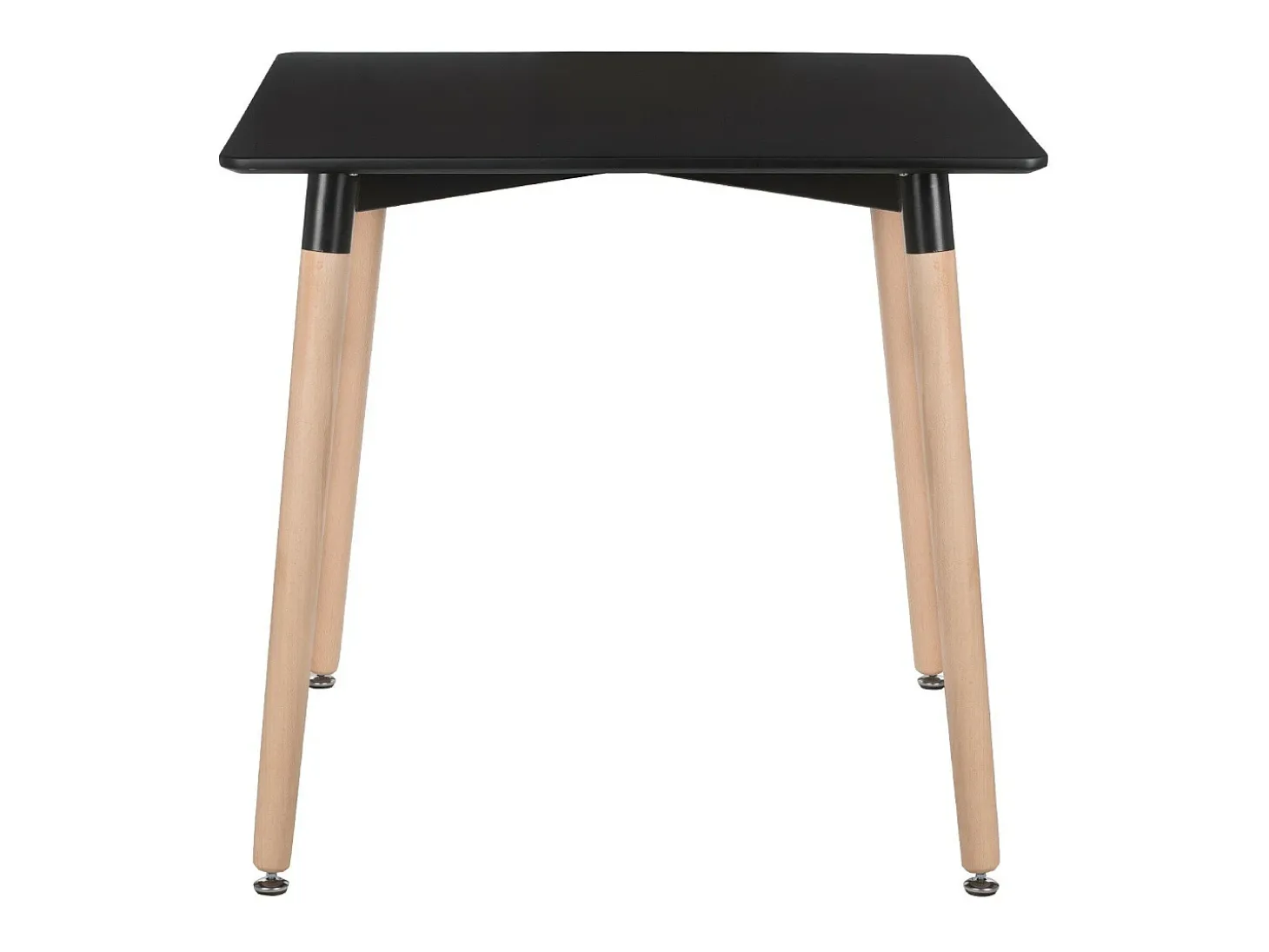 Mesa Welly 80 cm cuadrada negra brillante con patas de madera natural
