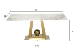 Mesa 180x75x90 cm blanco oro Modig M57