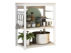 Meyvaser Estantería de Cocina, Unidad de Cocina con estantes, Marco de Metal Blanco, Estante Industrial para microondas 50x30x71,5 Cm