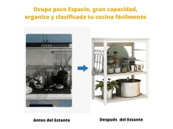 Meyvaser Estantería de Cocina, Unidad de Cocina con estantes, Marco de Metal Blanco, Estante Industrial para microondas 50x30x71,5 Cm