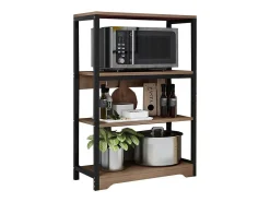 Meyvaser Estantería de Cocina con Marco de Metal Negro, Estante Industrial para microondas 60x30x100 Cm