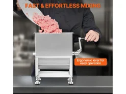 Mezcladora de Carne SucceBuy, Manual con Depósito Fijo de 15 L de Acero Inoxidable para Carne Picada