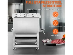 Mezcladora de Carne SucceBuy, Manual con Depósito Fijo de 15 L de Acero Inoxidable para Carne Picada