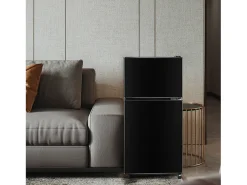 Mininevera de 60 L, congelador de 22 L, frigorífico de 38 L, clase energética E, LED, diseño moderno, color negro (86,8 x 45,5 x 42,5 cm)