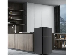 Mininevera de 60 L, congelador de 22 L, frigorífico de 38 L, clase energética E, LED, diseño moderno, color negro (86,8 x 45,5 x 42,5 cm)