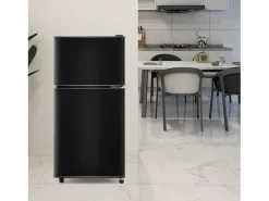 Mininevera de 60 L, congelador de 22 L, frigorífico de 38 L, clase energética E, LED, diseño moderno, color negro (86,8 x 45,5 x 42,5 cm)