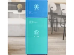 Mininevera retro, 92 L en total, congelador de 28 L, refrigerador de 64 L, clase energética D, LED, diseño moderno, color negro (105,5 x 41 x 45,5 cm)