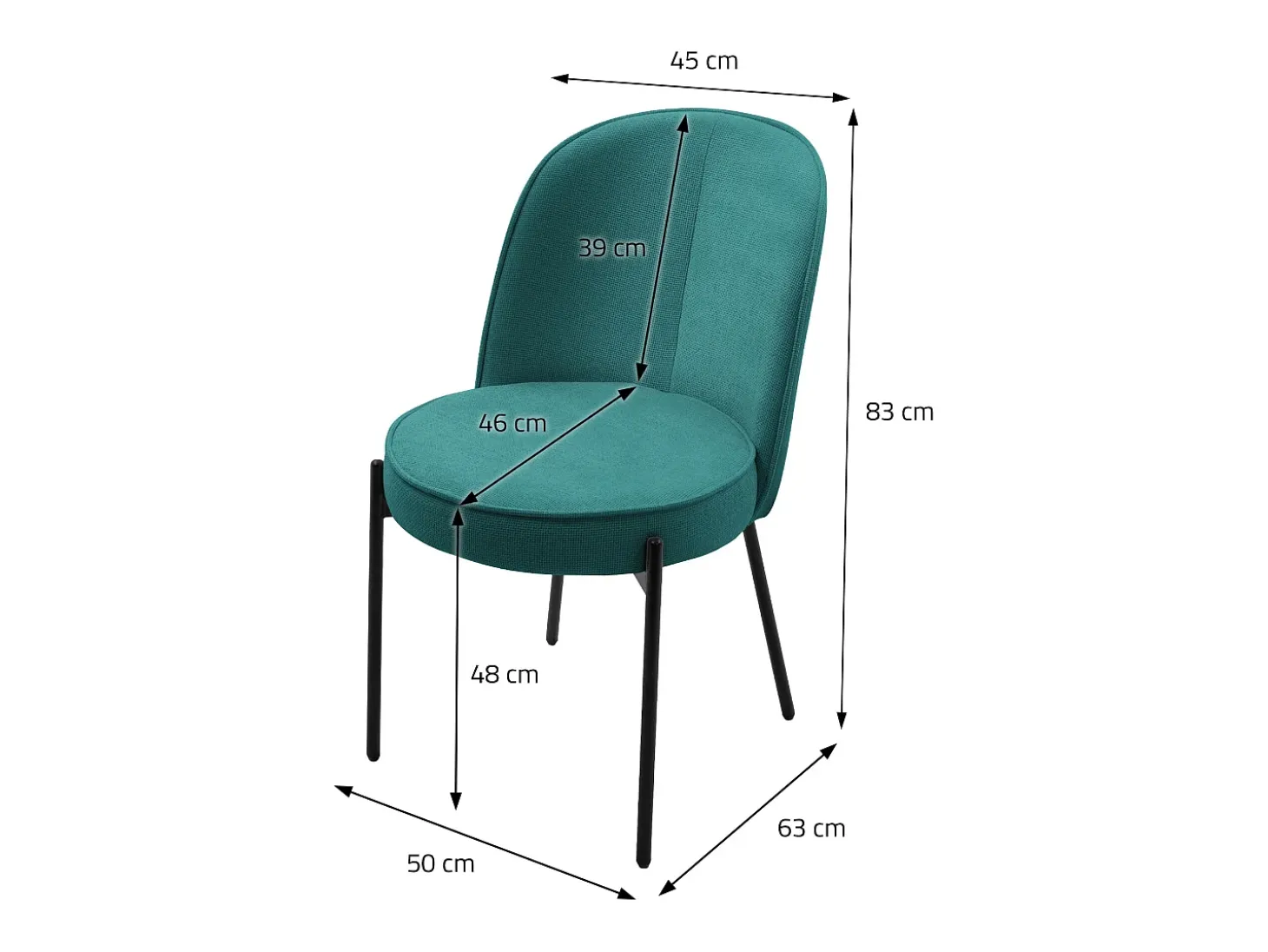 ML-Design 6 Sillas de comedor redondas azul petrol poliéster tapizado con patas de metal asiento acolchado con respaldo diseño atemporal ergonómico