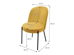 ML-Design 2 Sillas de comedor redondas mostaza poliéster tapizado con patas de metal asiento acolchado con respaldo diseño atemporal mueble ergonómico