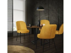 ML-Design 2 Sillas de comedor redondas mostaza poliéster tapizado con patas de metal asiento acolchado con respaldo diseño atemporal mueble ergonómico