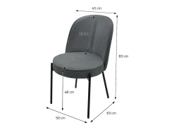 ML-Design 2 Sillas de comedor redondas antracita poliéster tapizado con patas de metal asiento acolchado con respaldo diseño atemporal ergonómico