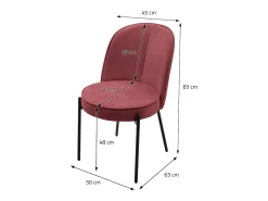 ML-Design 2 Sillas de comedor redondas rojas poliéster tapizado con patas de metal asiento acolchado con respaldo diseño atemporal mueble ergonómico