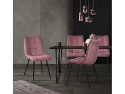 ML-Design Silla de comedor juego de 4 piezas rosa antiguo, Silla de salón con tapicería de tela