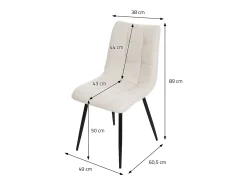ML-Design Silla de comedor juego de 4 piezas Beige, Silla de salón con tapicería de tela y patas de metal negro