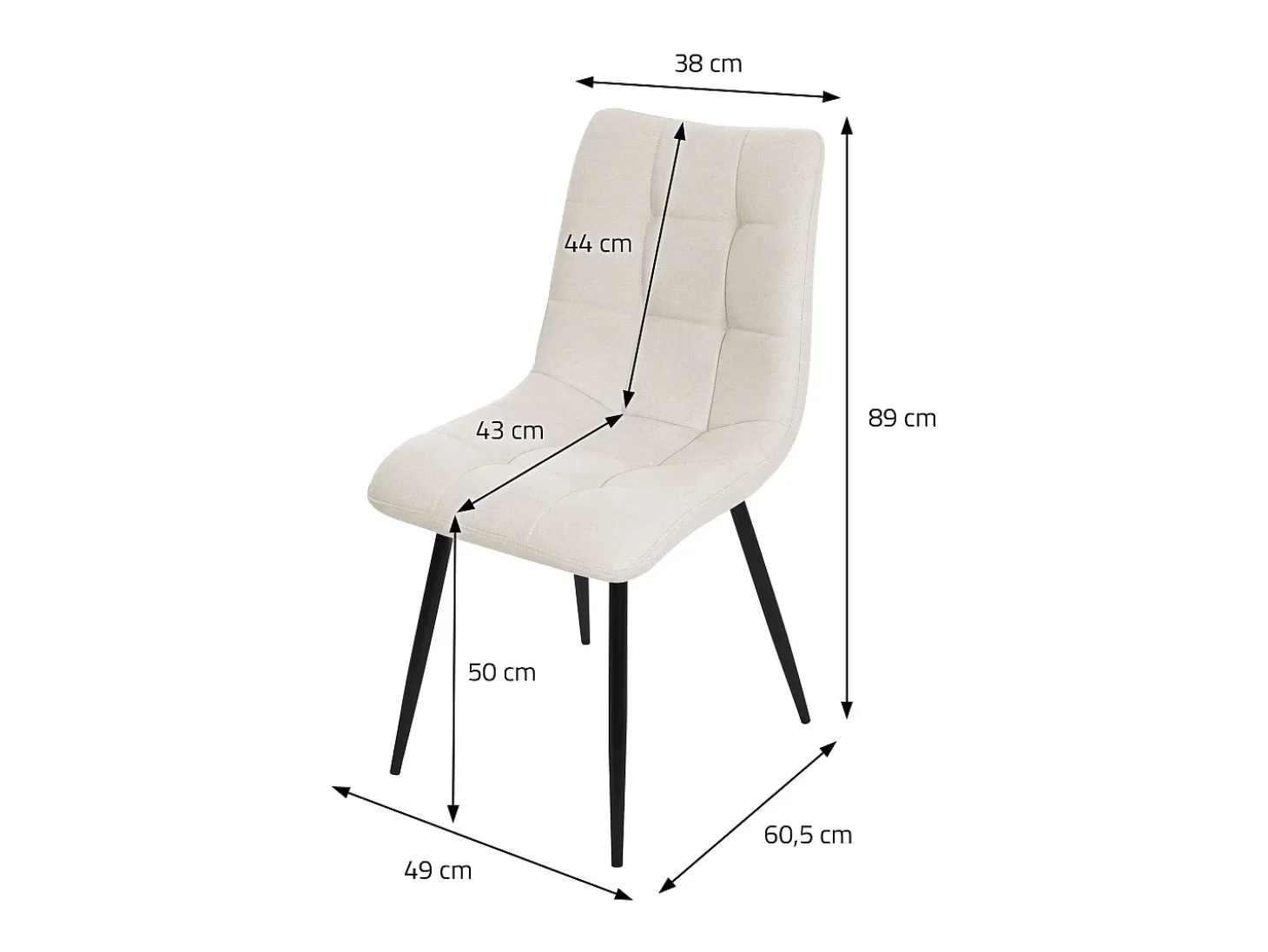 ML-Design Silla de comedor juego de 6 piezas Beige, Silla de salón con tapicería de tela y patas de metal negro