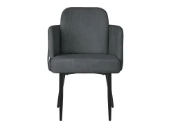 ML-Design Silla de comedor con funda de tela antracita asiento de salón con respaldo y reposabrazos de ratán mueble tapizado con patas de metal