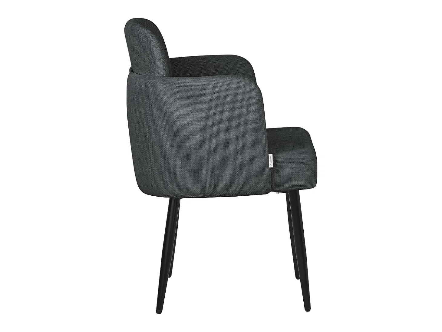 ML-Design Silla de comedor con funda de tela antracita asiento de salón con respaldo y reposabrazos de ratán mueble tapizado con patas de metal