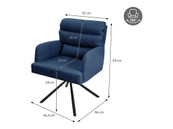 ML-Design Sillas de comedor giratorias, juego de 6, azul oscuro, Sillones con reposabrazos y respaldo