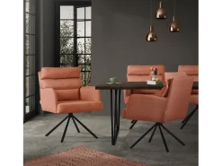 ML-Design Sillas de comedor giratorias, set de 2, naranja, Sillas de salón con reposabrazos y respaldo