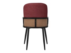 ML-Design 6x Sillas de comedor con funda de tela roja, asiento con respaldo, reposabrazos con aspecto de ratán sillón ergonómico de cocina