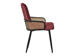 ML-Design 6x Sillas de comedor con funda de tela roja, asiento con respaldo, reposabrazos con aspecto de ratán sillón ergonómico de cocina