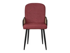 ML-Design 6x Sillas de comedor con funda de tela roja, asiento con respaldo, reposabrazos con aspecto de ratán sillón ergonómico de cocina