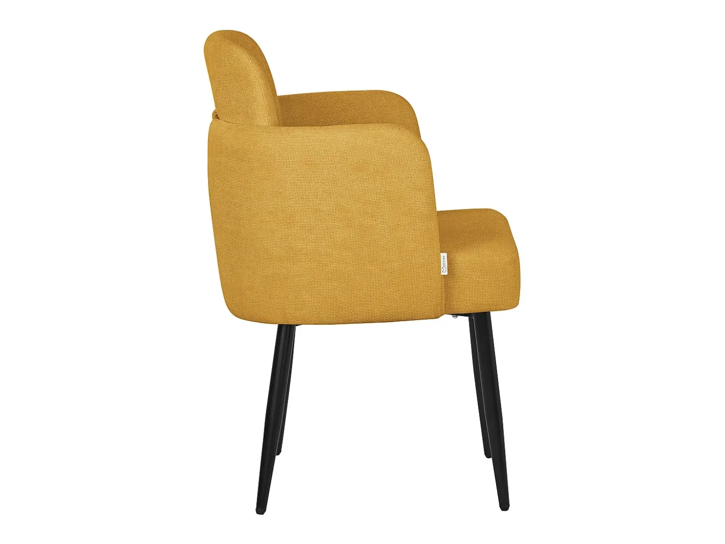 ML-Design 6x Sillas de comedor con funda de tela mostaza asientos sofá de salón con respaldo y reposabrazos de ratán mueble tapizado y patas de metal