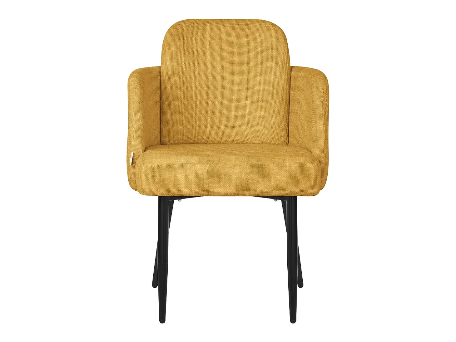 ML-Design 6x Sillas de comedor con funda de tela mostaza asientos sofá de salón con respaldo y reposabrazos de ratán mueble tapizado y patas de metal