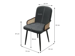 ML-Design 2x Sillas de comedor con funda de tela antracita, asiento con respaldo, reposabrazos con aspecto de ratán sillón ergonómico de cocina