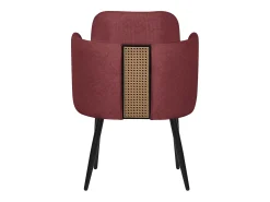 ML-Design 4x Sillas de comedor con funda de tela roja asientos sofá de salón con respaldo y reposabrazos de ratán mueble tapizado y patas de metal