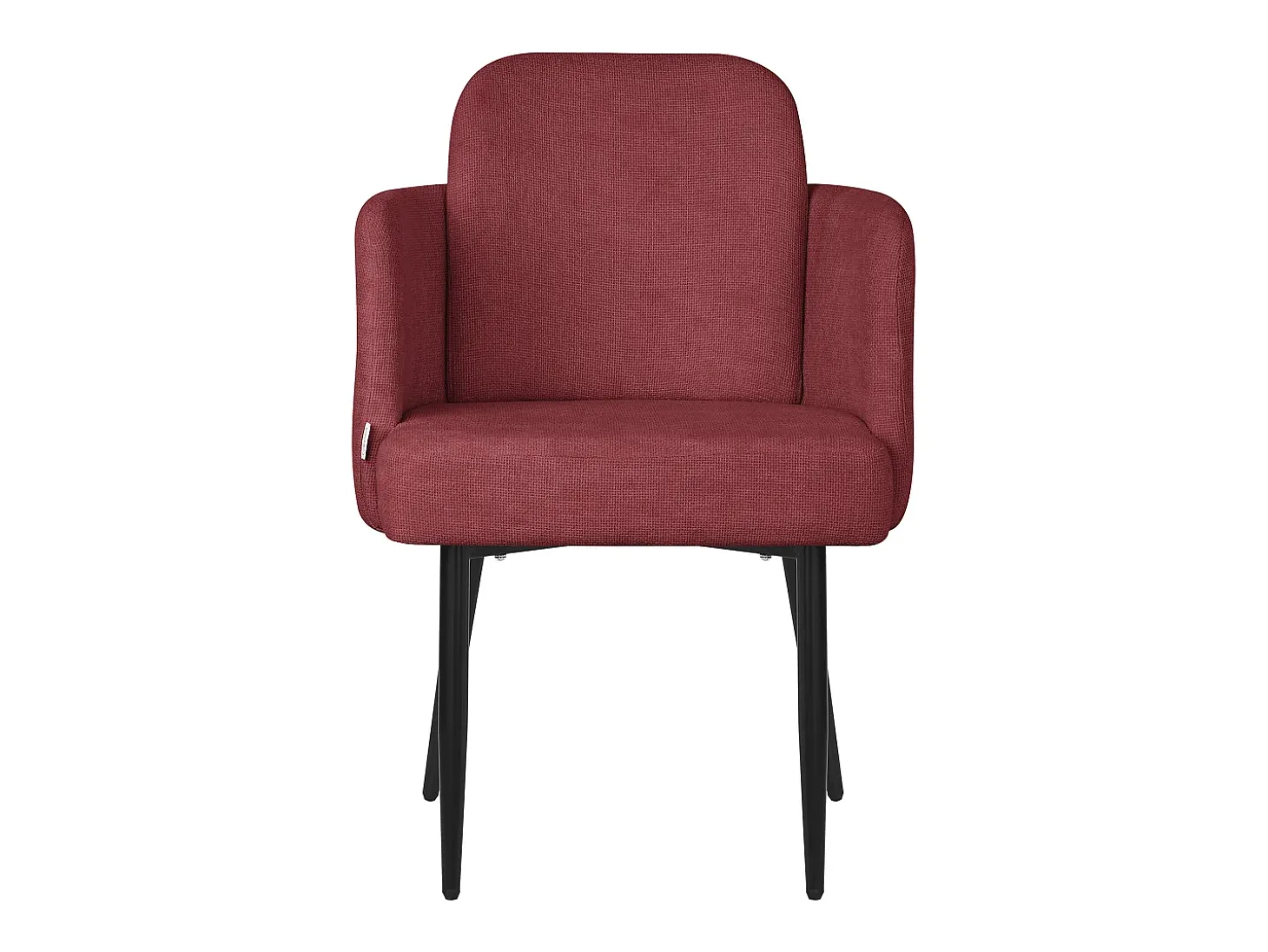 ML-Design 4x Sillas de comedor con funda de tela roja asientos sofá de salón con respaldo y reposabrazos de ratán mueble tapizado y patas de metal