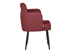 ML-Design 4x Sillas de comedor con funda de tela roja asientos sofá de salón con respaldo y reposabrazos de ratán mueble tapizado y patas de metal