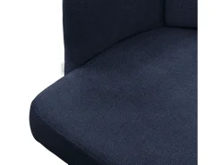 ML-Design 6x Sillas de comedor con funda de tela azul oscuro asientos de salón con respaldo y reposabrazos de ratán mueble tapizado y patas de metal