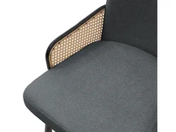 ML-Design 4x Sillas de comedor con funda de tela antracita, asiento con respaldo, reposabrazos con aspecto de ratán sillón ergonómico de cocina
