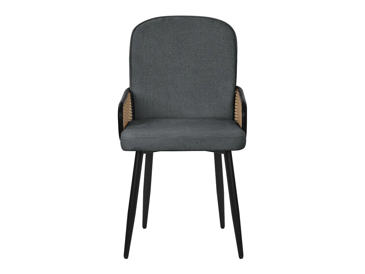 ML-Design 4x Sillas de comedor con funda de tela antracita, asiento con respaldo, reposabrazos con aspecto de ratán sillón ergonómico de cocina