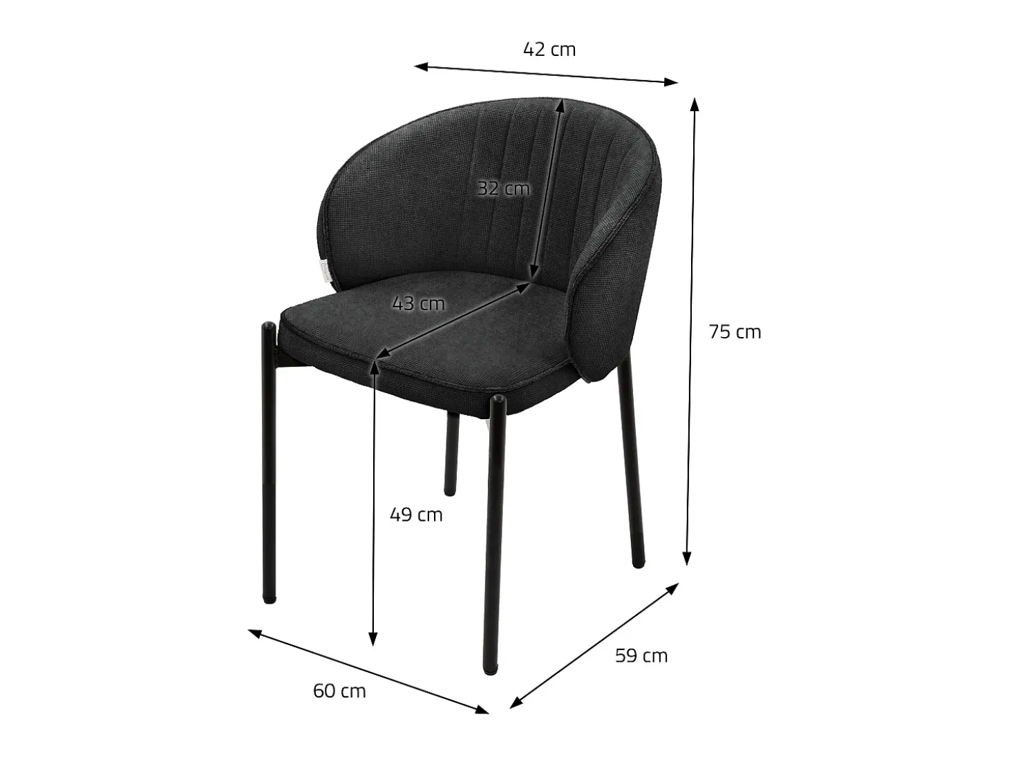 ML-Design 4x Sillas de comedor antracita con revestimiento de tela, asiento sofá de salón con respaldo, mueble de cocina tapizado con patas de metal
