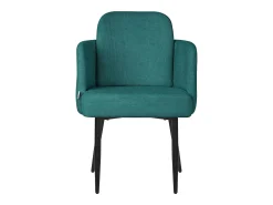 ML-Design 2x Sillas de comedor con funda de tela turquesa oscuro asientos con respaldo y reposabrazos de ratán mueble tapizado y patas de metal