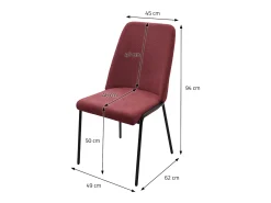 ML-Design 4x Sillas de comedor rojas poliéster tapizado con patas de metal asiento acolchado con respaldo diseño atemporal mueble ergonómico