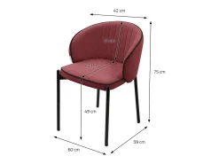 ML-Design 4x Sillas de comedor rojo con revestimiento de tela, asiento sofá de salón con respaldo, mueble de cocina tapizado con patas de metal