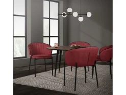ML-Design 4x Sillas de comedor rojo con revestimiento de tela, asiento sofá de salón con respaldo, mueble de cocina tapizado con patas de metal