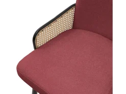 ML-Design 4x Sillas de comedor con funda de tela roja, asiento con respaldo, reposabrazos con aspecto de ratán sillón ergonómico de cocina