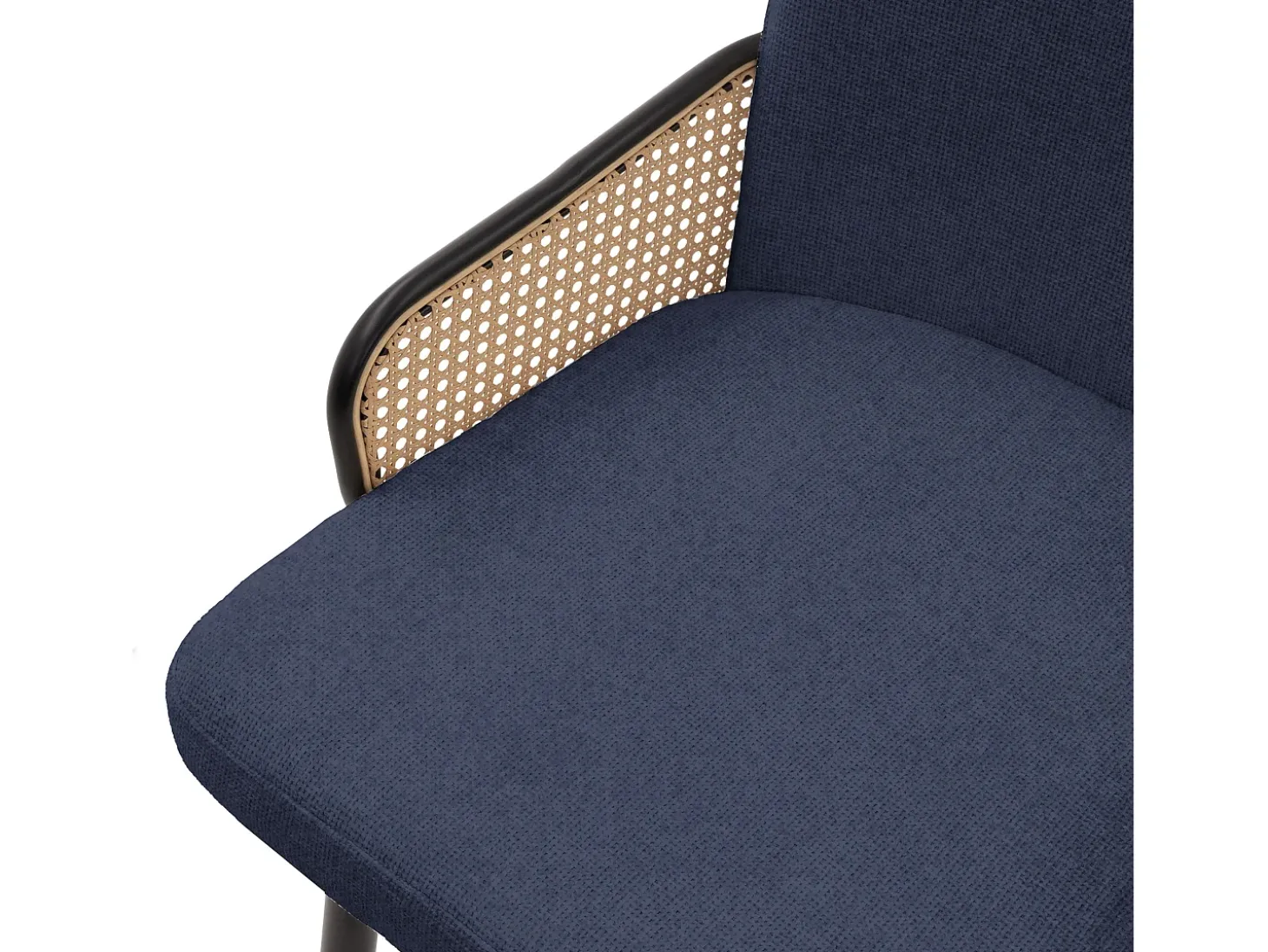 ML-Design 6x Sillas de comedor con funda de tela azul oscuro, asiento con respaldo, reposabrazos con aspecto de ratán sillón ergonómico de cocina