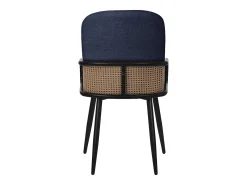ML-Design 6x Sillas de comedor con funda de tela azul oscuro, asiento con respaldo, reposabrazos con aspecto de ratán sillón ergonómico de cocina